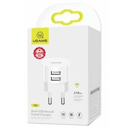 Cargador de Pared   2 USB-A / 2.1A / Lightning / Blanco  T20  USAMS