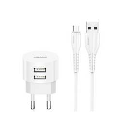 US-T20   Cargador USB  2 USB  2.1A  Cable microUSB  USAMS