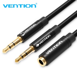 Cable de Audio 2x3.5 mm a 3.5mm Macho/Hembra   0 3M / Negro  BBUBY  Vention