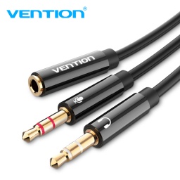 Cacle de Audio   2x3 5 mm a 3,5 mm Macho/Hembra / 0,3M / Negro  BBTBY  Vention