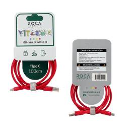 Cable de Datos ROCA   VITACOR  USB a  Tipo C  TPE2.1A100cm  Rojo