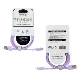 Cable de Datos ROCA   VITACOR  USB a Lightning  TPE2.1A100cm  Violeta