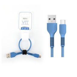 Cable de Datos ROCA   VIT  USB a microUSB  20cm  2.4A  Azul