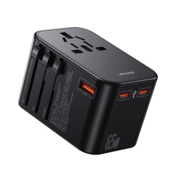 CC199   Cargador de viaje T62  65W  2 USB C + USB  Negro  USAMS