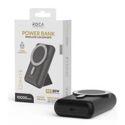 Power Bank ROCA PB10-2MAG   10.000mAh  Carga Magntica  Entrada: Tipo C  Salida: Tipo C 20W + Magntico 15W Negro