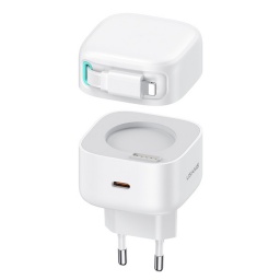 CC209   Cargador Pared C/Cable Telescpico Lightning  Magntico  PD 35W  Doble Puerto GaN  Blanco  USAMS