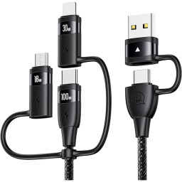 Cable de Datos U85   USB A +  USB C a Micro USB  Lightning  Tipo C  100 W  1.2M  Negro  SJ645  USAMS
