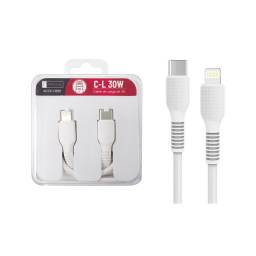 Cable de Datos ROCA TO GO   Tipo C a Lightning  100cm  3A  27W  Blanco