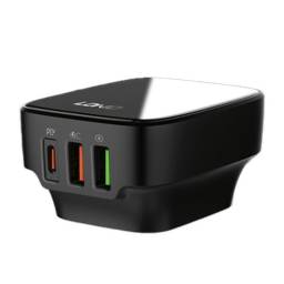 Q334   Cargador Pared 32W  3 USB  PD+2 QC3.0  Tipo C  Negro LDNIO