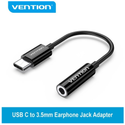 Adaptador USB-C a 3.5mm   Macho/Hembra / 0.1M / Negro  BGIBA  Vention