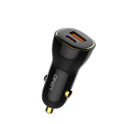 C103  Cargador Auto 60W  Lightning  PD30W+QC30W  Negro  LDNIO