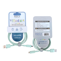 Cable de Datos ROCA   VITACOR  USB a  Micro USB  TPE/2.1A/100cm  Verde Claro