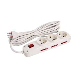 Alargue 3 Tomas Schuko + 6 Tomas 3L a Ficha 3L   10A  Cable 3M  Blanco  Conatel