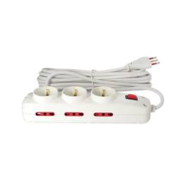 Alargue 3 Tomas Schuko + 6 Tomas 3L a Ficha 3L   10A  Cable 5M  Blanco  717191  Conatel