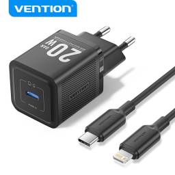 Cargador de Pared GaN USB-C a Lightning   20W / Negro  TZ-FEPB0-EU-02  Vention