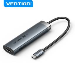 Estacin de acoplamiento USB-C a HDMIUSB 3.0x3USB 3.2 Gen 1 Tipo CPD   Aluminio Gris  0.15M  TGMHB  Vention
