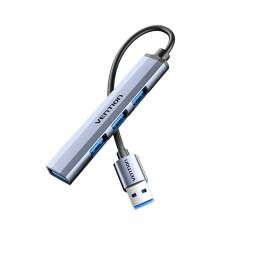 Mini HUB 4 en 1   USB 3.0 + 3xUSB 2.0 / 0.15M Aluminio / Gris  CKOHB  Vention
