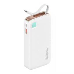 CD225   Power Bank 20W  10000mAh  Cable Retrctil  Lightning  Blanco  USAMS
