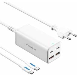 Cargador de Escritorio 2 USB-A+ 2 USB-C GaN   18W18W100W100W  Cable 1 5M  Blanco  FBSWG-EU  Vention