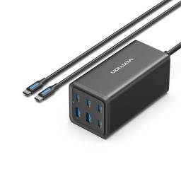 Cargador de Pared 2 USB-A+ 4 USB-C GaN   18W18W20W45W140W140W  Cable 1 5M  Negro  FENB0-EU  Vention