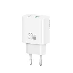 Cargador Pared   33W USB C GaN + USB A  Carga Rpida  Blanco  CC317  USAMSS