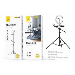 NR9103   Aro de Luz  26W/138 Leds/26cm  3 pinzas  Soporte micrfono  1~2 5M