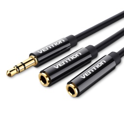 BBSBY Cable divisor stereo 3.5 mm macho a 2 * 3.5 mm hembra 0 3M tipo ABS   Negro  Vention