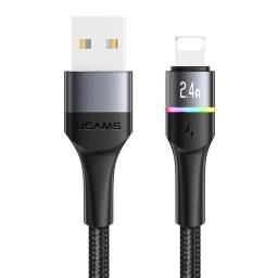 SJ534   Cable de Datos USB A a Lightning  1.2M  Negro  U77  Con luces  USAMS