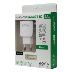 Cargador Inteligente ROCA 2.1A   1 USB  Tipo C