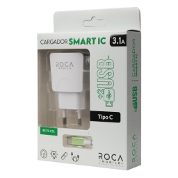 Cargador Inteligente ROCA 3.1A   2 USB  Tipo C