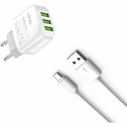 A3312   Cargador Pared  3.4A  3 USB 17W  Tipo C  Blanco   LDNIO