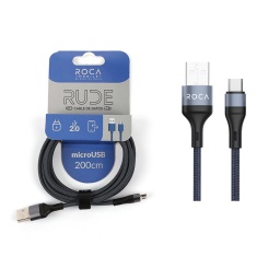 Cable de Datos ROCA   RUDE  USB a micro USB  200cm  3A  Azul  721362