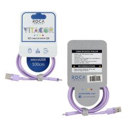 Cable de Datos ROCA   VITACOR  USB a Micro USB  TPE2.1A100cm  Violeta