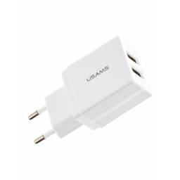 CC090   Cargador USB  2 USB  2.1A  Blanco (sin cable)  USAMS