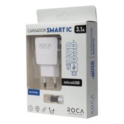 Cargador Inteligente ROCA 3.1A   2 USB  microUSB