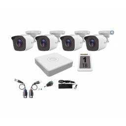 Kit HikVision x8/4   1 DVR 8CH 1080p + 4 Cam. Bullet + 4 Baluns + 4 Plug DC + 1 Disco WD Purple 1TB + 1 Fuente 12V/5A