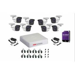 Kit HikVision x8/8   1 DVR 8CH 1080p + 8 Cam. Bullet+ 8 Baluns + 8 Plug DC + 1 Disco WD Purple 1TB + 2 Fuente 12V/5A