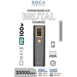 Power Bank ROCA PB20LCD+PD100W   20.000mAh  2USB + 2PD  Negro
