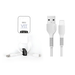 Cable de Datos ROCA   VIT  USB a Lightning  20cm  2.4A  Blanco