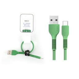 Cable de Datos ROCA   VIT  USB a Tipo C  20cm  2.4A  Verde