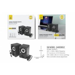 NF4080   Parlante Altavoz PC  USB  Negro  2 x 3W  Cable 1.3M  One+