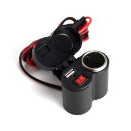 Cargador para manillar de Moto   12V + USB