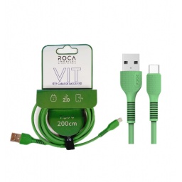 Cable de Datos ROCA   VIT  USB a Tipo C  200cm  2.4A  Verde