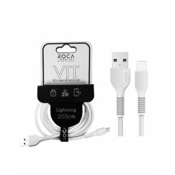 Cable de Datos ROCA   VIT  USB  a Lightning  200cm  2.4A  Blanco