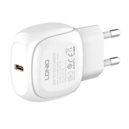 Cargador Pared A1206C   USB C a Tipo C  27W  PD  Carga Rpida  Blanco  LDNIO