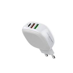 Cargador Pared A3510Q   Tipo C  3A  PD+Q3.0+USB A  32W  Blanco   LDNIO
