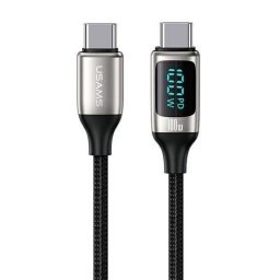 Cable de Datos   USB C a USB C  PD 100W  1.2M  Negro  U78  Con LCD  Carga R�pida  SJ546  USAMS