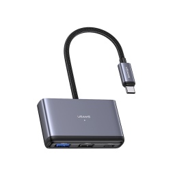 SJ628   Mini HUB Tipo C  Type-C + USB3.0 + USB 2.0 + TF + SD  Gris  USAMS