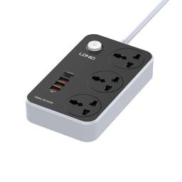 Adaptador Multifuncin SC3412   38W  3 QC3.0+USB C PD+3 Enchufes  Carga Rpida   Blanco  LDNIO