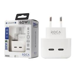 Cargador Rápido ROCA 20W+20W   2 USB C/ PD  Sin Cable (RC-TCi14)